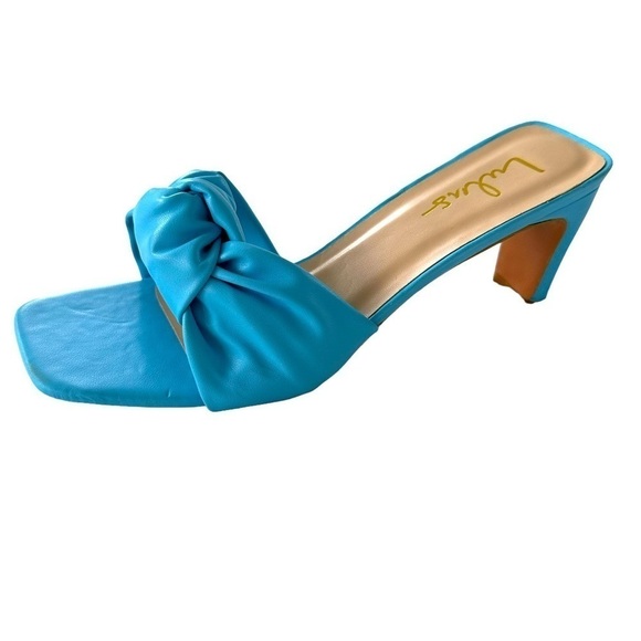 New Lulu’s Lunko Blue Woven Sandals Slides - Picture 5 of 13